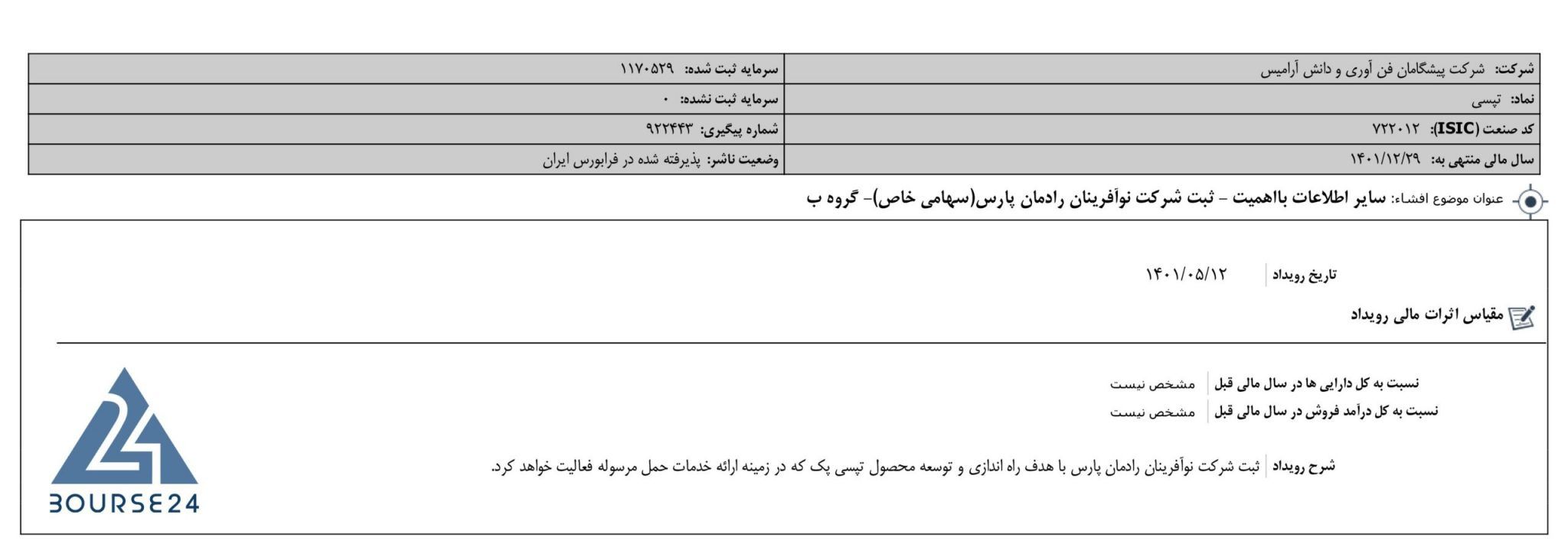 فاواپرس / تپسی یک شرکت جدید برای ارایه خدمات جابجایی مرسوله ثبت کرده است